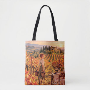 Het Kleine Reis Meisje Tuscany Wijngaard Schoudert Tote Bag