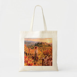 Het Kleine Reisende Meisje Tuscany Wijngaard Canva Tote Bag
