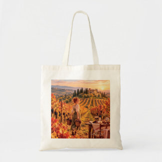 Het Kleine Reisende Meisje Tuscany Wijngaard Canva Tote Bag