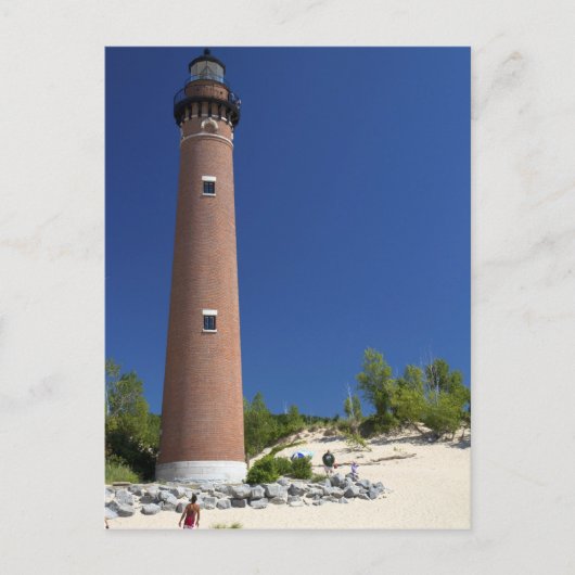 Het kleine Sable Point Light op Lake Michigan Briefkaart (Voorkant)
