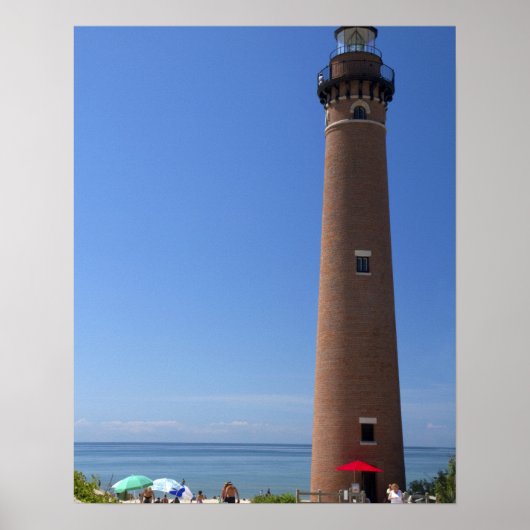 Het kleine Sable Point Light op Lake Michigan Poster (Voorkant)