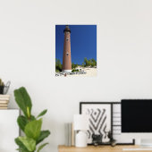 Het kleine Sable Point Light op Lake Michigan Poster (Thuiskantoor)