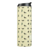Het kleine vogelpatroon op beige Gepersonaliseerd Thermosbeker (Gedraaid links)