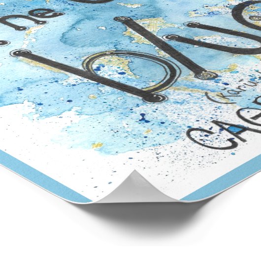 Het kleurenblauw poster (Hoek)