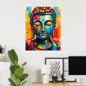 Het kleurrijke Abstracte schilderij van Boeddha Poster (Thuiskantoor)