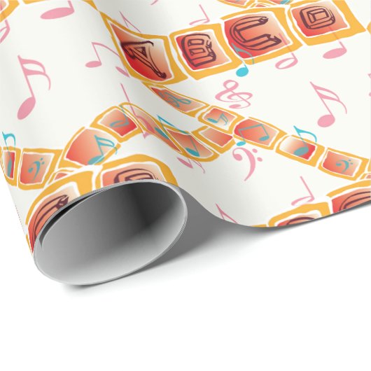 Het kleurrijke alfabet melodie cadeaupapier (Rol Hoek)