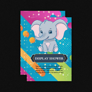 Het kleurrijke Blue Elephant Baby shower Informatiekaartje