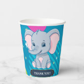 Het kleurrijke Blue Elephant Baby shower Papieren Bekers (Achterkant)