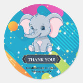 Het kleurrijke Blue Elephant Baby shower Ronde Sticker (Voorkant)