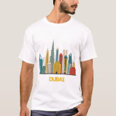 het kleurrijke Dubai cartoon landschap T-shirt (Voorkant)