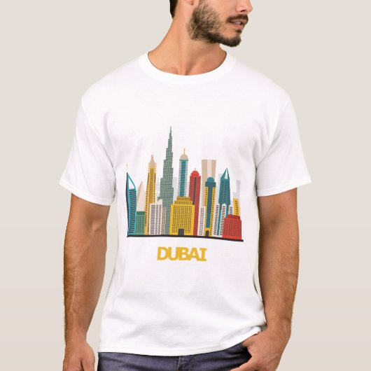 het kleurrijke Dubai cartoon landschap T-shirt (Voorkant)