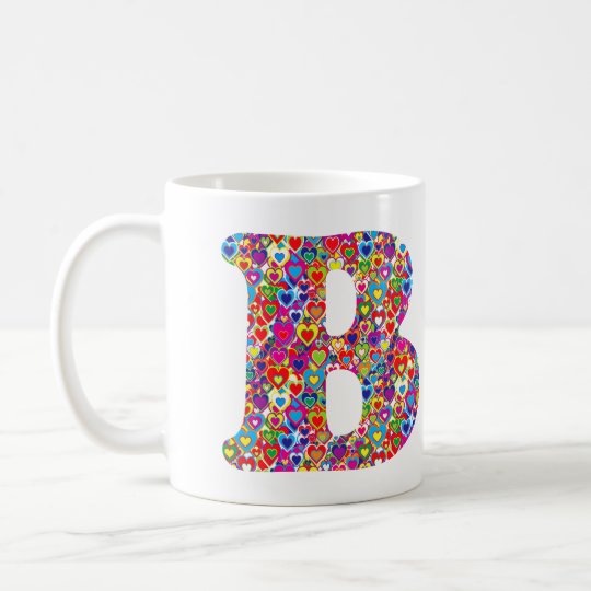 Het Kleurrijke Dynamische Hart Gevulde B Monogram Koffiemok