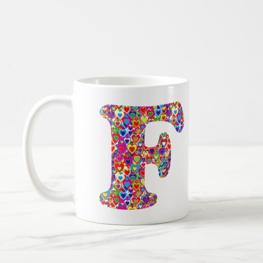 Het Kleurrijke Dynamische Hart Gevulde F Monogram Koffiemok