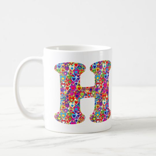 Het Kleurrijke Dynamische Hart Gevulde H Monogram Koffiemok