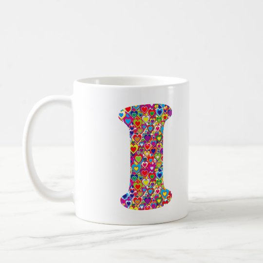 Het Kleurrijke Dynamische Hart Gevulde I Monogram Koffiemok