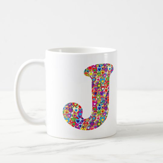 Het Kleurrijke Dynamische Hart Gevulde J Monogram Koffiemok