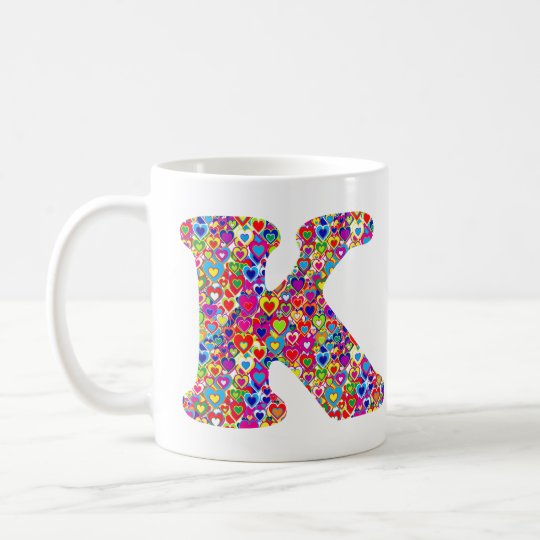 Het Kleurrijke Dynamische Hart Gevulde K Monogram Koffiemok
