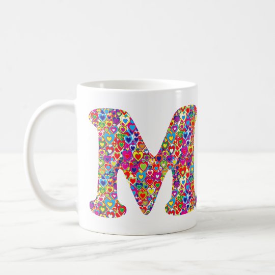 Het Kleurrijke Dynamische Hart Gevulde M Monogram Koffiemok
