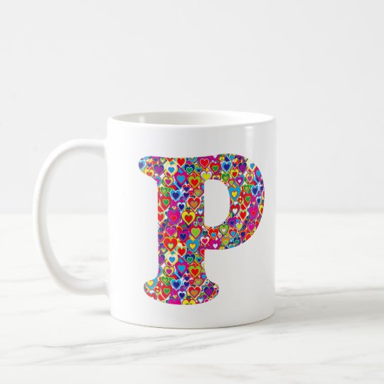 Het Kleurrijke Dynamische Hart Gevulde P Monogram Koffiemok