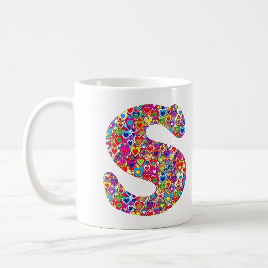 Het Kleurrijke Dynamische Hart Gevulde S Monogram Koffiemok