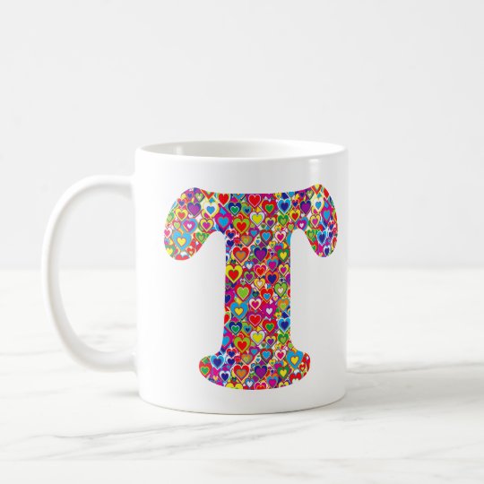 Het Kleurrijke Dynamische Hart Gevulde T Monogram Koffiemok