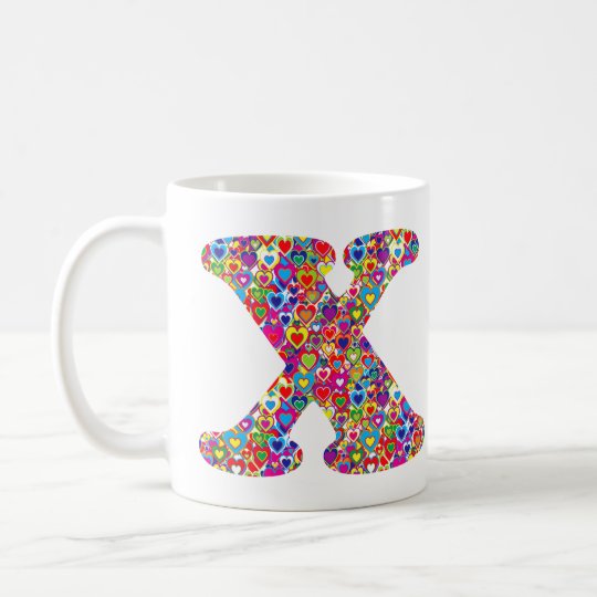 Het Kleurrijke Dynamische Hart Gevulde X Monogram Koffiemok