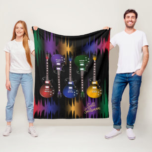 Het kleurrijke Geluid en de Gitaren van de Muziek Fleece Deken