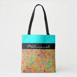 Het kleurrijke grijppatroon van de sterren naadloo tote bag