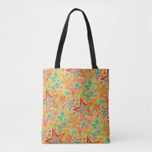 Het kleurrijke grijppatroon van de sterren naadloo tote bag