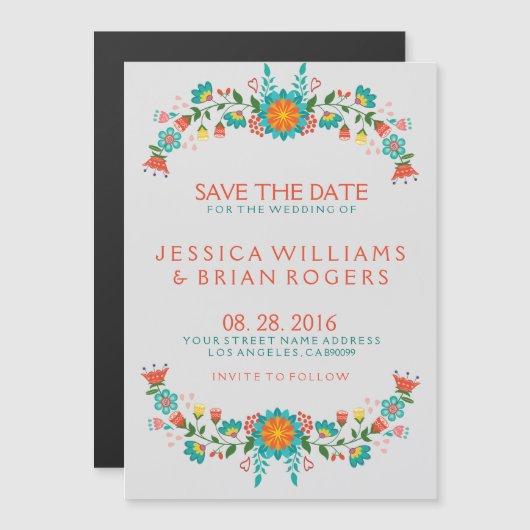 Het kleurrijke Kloof Lijst van de Retro sparen de  Magnetische Uitnodiging (Voorkant / Achterkant)