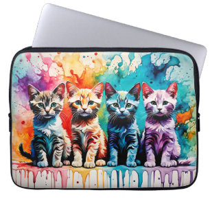 Het Kleurrijke Kwartet: Pootjes en Verf! Laptop Sleeve