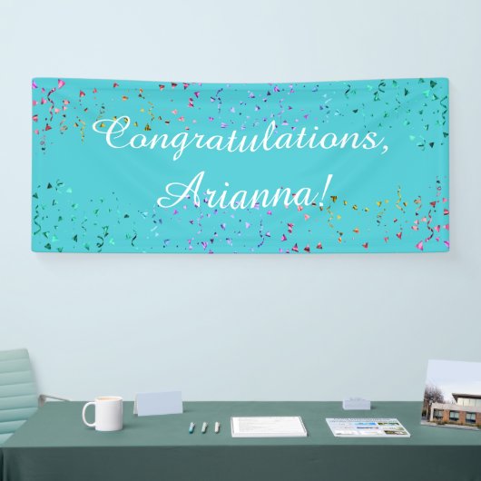 Het kleurrijke Manuscript van de Confetti felicite Spandoek (Beurs)