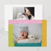 Het kleurrijke Manuscript van Vormen Baby Twee Ber Bedankkaart (Voorkant / Achterkant)