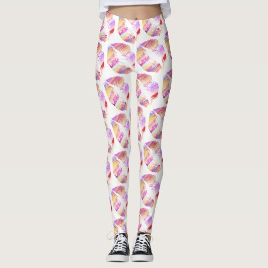 Het kleurrijke Moderne Wit van Lippen Leggings