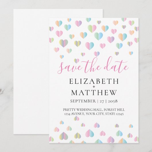 Het kleurrijke Ontwerp van de Spectrum bewaart de Save The Date (Voorkant / Achterkant)