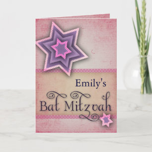Het Kleurrijke ontwerp van Mitzvah van de Knuppel Notitiekaartje
