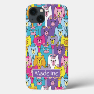 Het kleurrijke Patroon van de Katten van de Cartoo Case-Mate iPhone Case