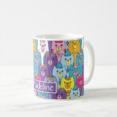 Het kleurrijke Patroon van de Katten van de Cartoo Koffiemok (Voorkant rechts)