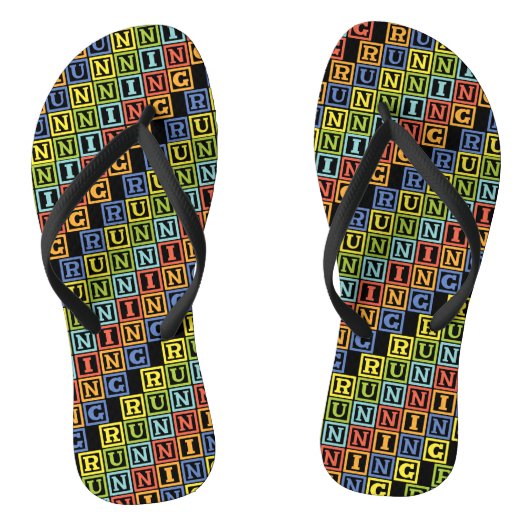 Het kleurrijke patroon van de letters teenslippers (Voetbed)