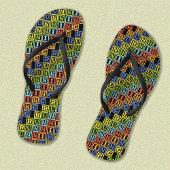 Het kleurrijke patroon van de letters teenslippers