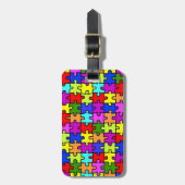 Het kleurrijke patroon van de regenboogpuzzel bagagelabel (Voorkant verticaal)