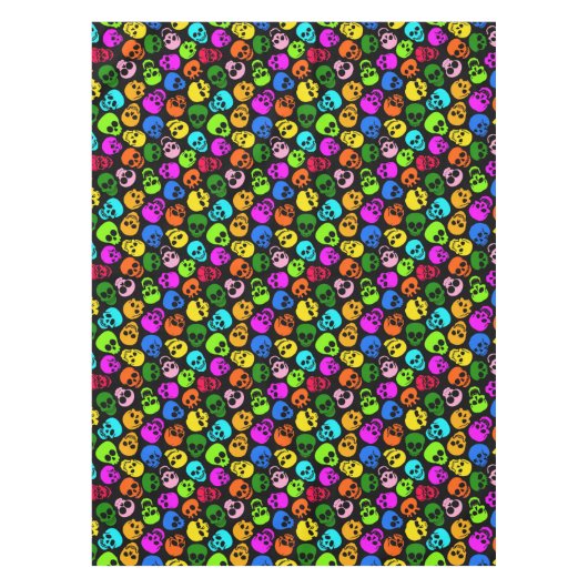 Het kleurrijke patroon van Schedels in zwarte Tafelkleed (Voorkant)