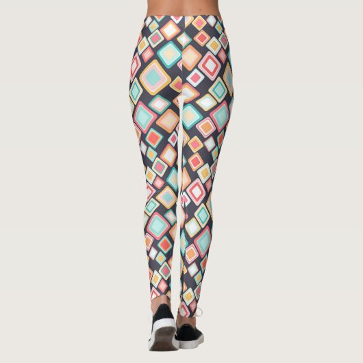 Het kleurrijke Retro Patroon van Vierkanten Leggings (Achterkant)