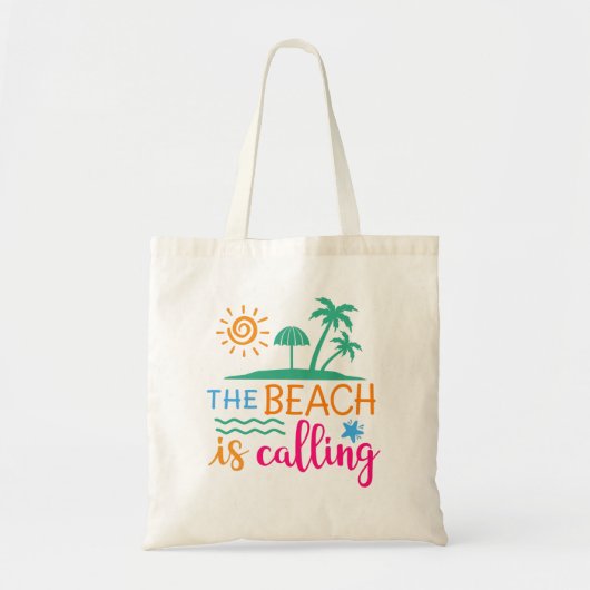 Het kleurrijke strand roept het zomercitaat tote bag (Voorkant)