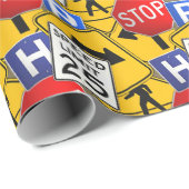 Het kleurrijke Verkeer van de Retro signaleert Al Cadeaupapier (Rol Hoek)