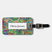 Het kleurrijke Vierkante Abstracte Digitale Art. Bagagelabel (Voorkant horizontaal)