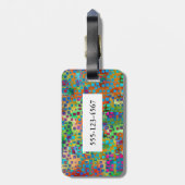 Het kleurrijke Vierkante Abstracte Digitale Art. Bagagelabel (Achterkant verticaal)