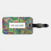 Het kleurrijke Vierkante Abstracte Digitale Art. Bagagelabel (Achterkant horizontaal)