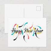 Het kleurrijke, vrolijke ontwerp van "Happy New Ye Feestdagenkaart (Voorkant / Achterkant)