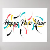 Het kleurrijke, vrolijke ontwerp van "Happy New Ye Poster (Voorkant)